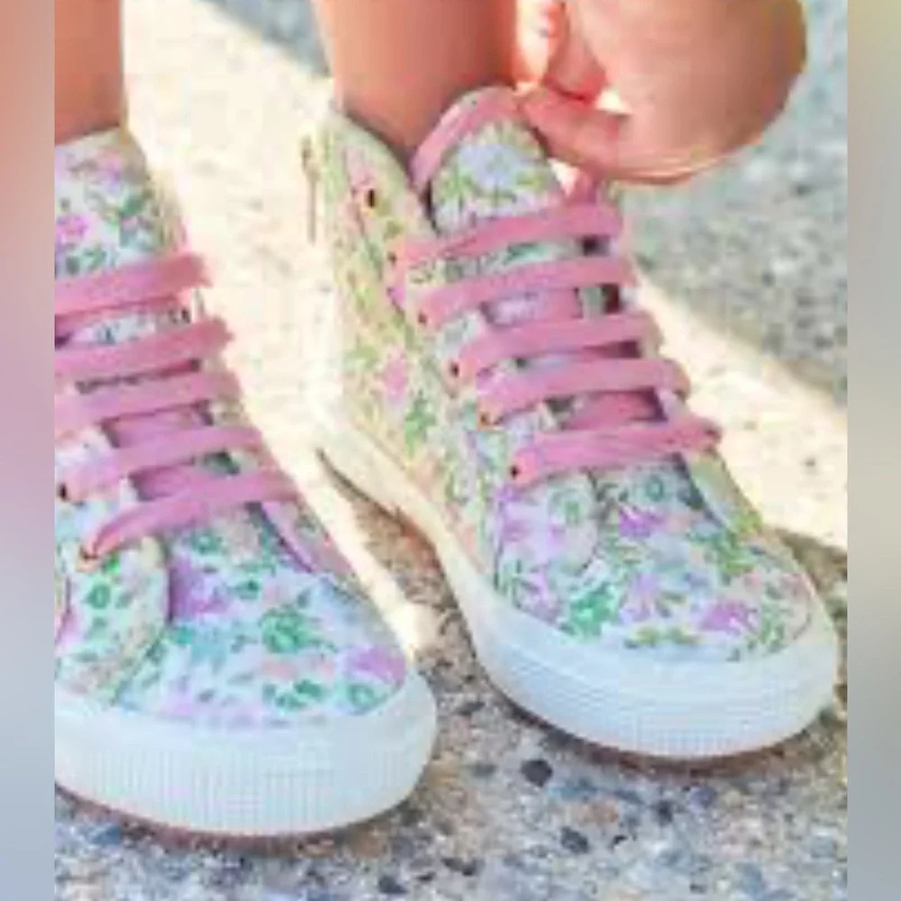 LoveShackFancy x Superga Floral Sneakers with Tulle Pink Laces